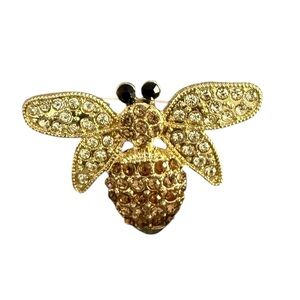 Vintage Gold Crystal Bee Brooch